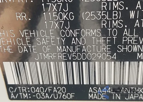 2013 Toyota Rav4 Xle from USA, damaged, VIN JTMRFREV5DD029054